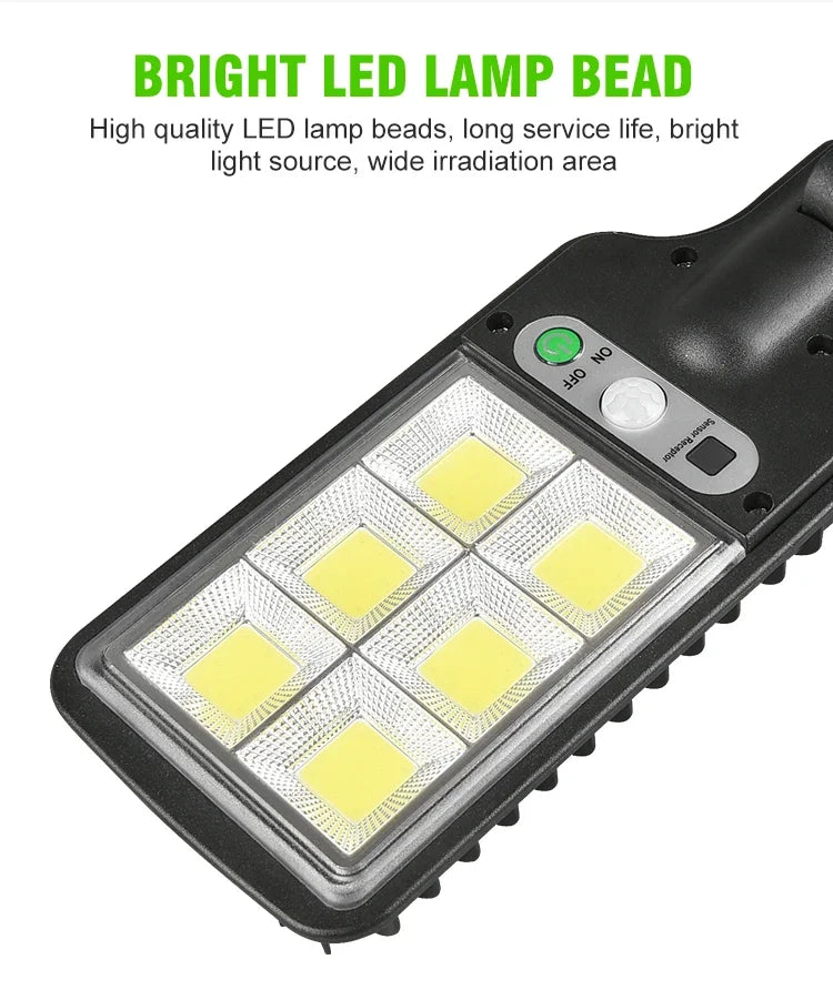 Outdoor LED Solar Light 72COB Motion Sensor Solor Wall Lamp with Remote Control 3 Modes for Garden Patio Yard Garage Lighting