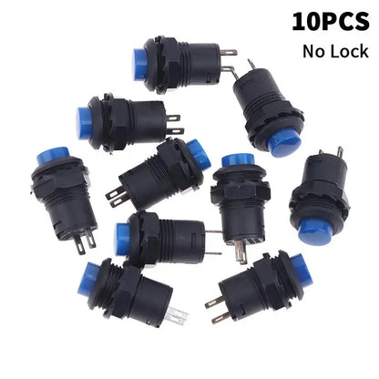 10pcs DS-428/427 12mm Push Button Switch – Self-Lock & Momentary Pushbutton Switch OFF-ON 1.5A/250VAC