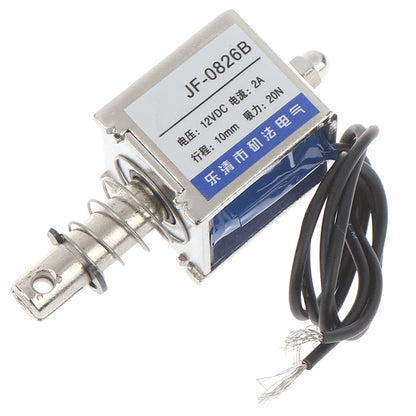 JF-0826B 12V/2A 10mm 20N push pull type open frame solenoid electromagnet