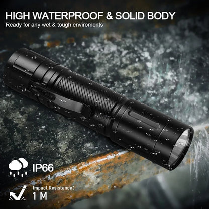 Outdoor LED Flashlight with Pen Clip Tactical Torch 6 Modes Torch Aluminum Alloys Waterproof Lantern Light for Home Camping Lamp