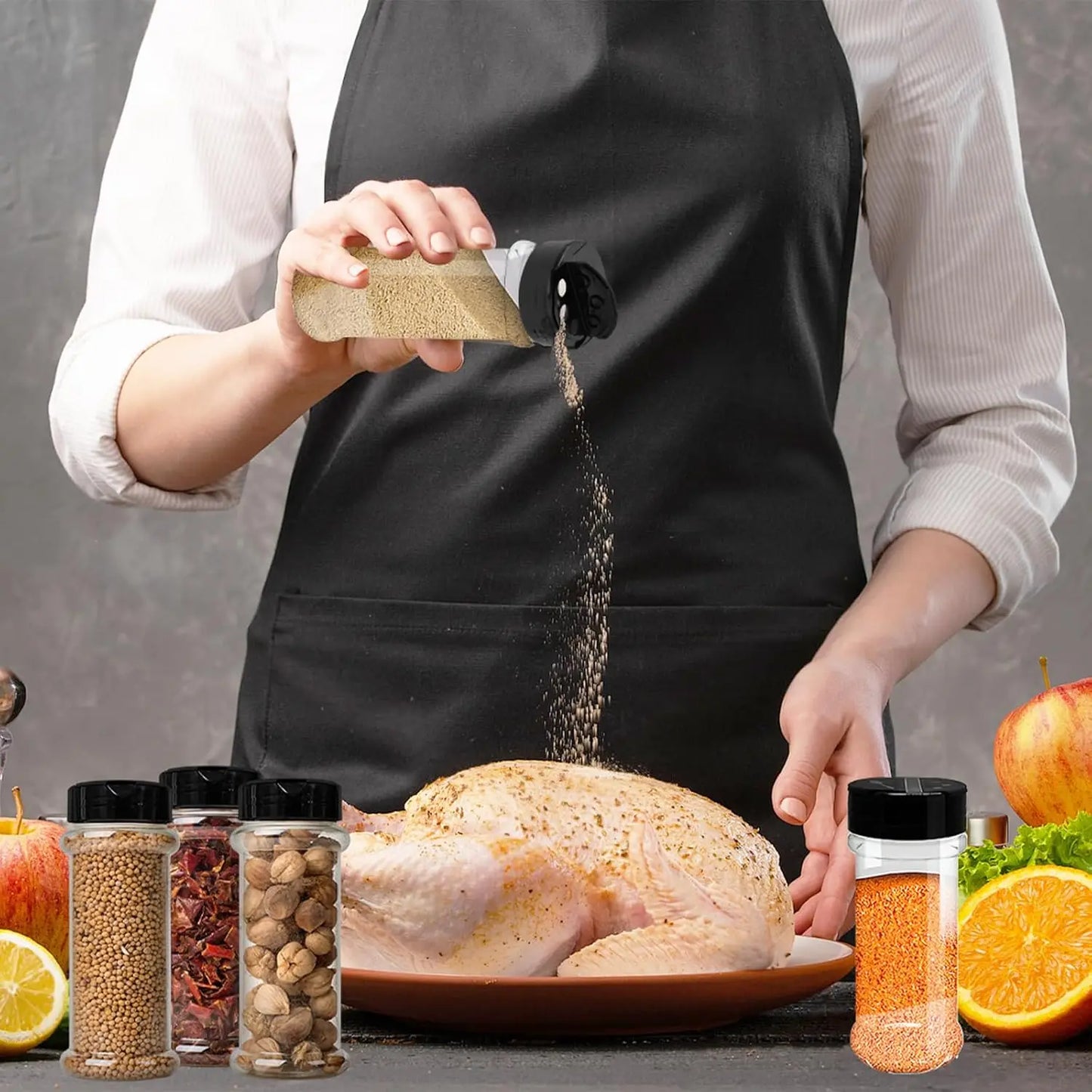 1/10Pcs Plastic Spice Jars with Shaker Lids Kitchen Empty Salt Pepper Condiment Powder Barbecue Seasoning Bottles Container