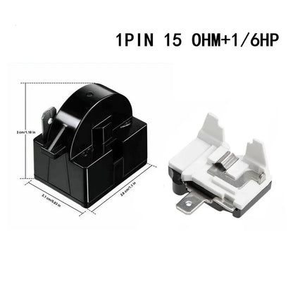 Refrigerator PTC Starter Relay 1/3/4 Pins Compressor Overload Protector, 12Ω / 15Ω / 22Ω Starting Relay