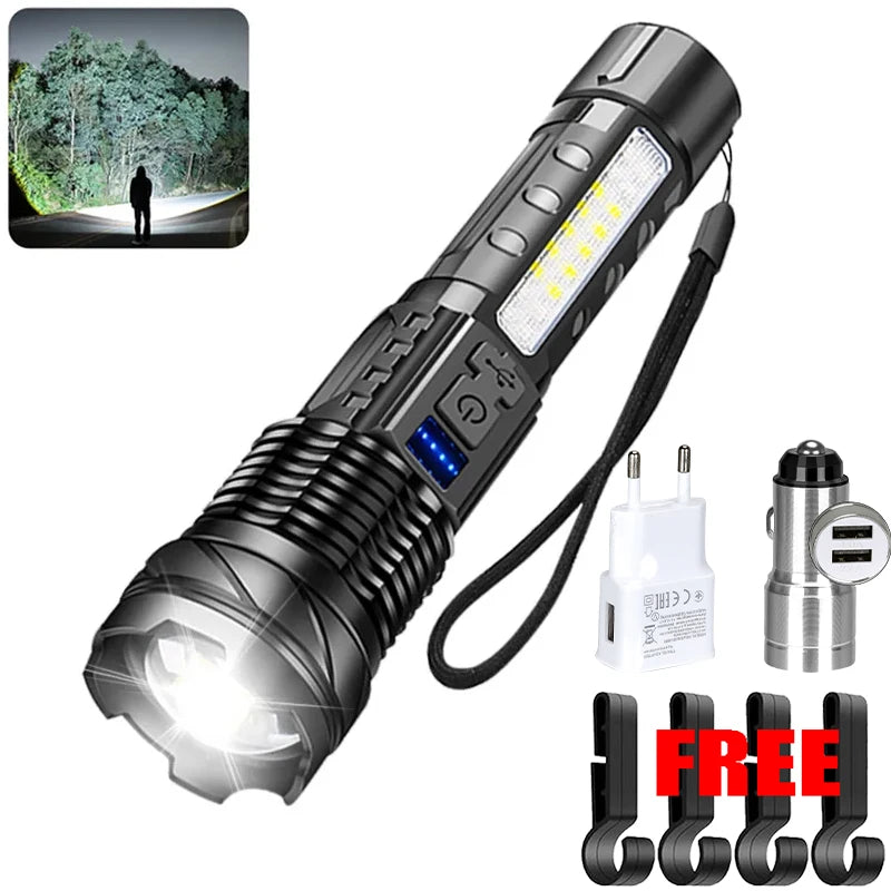 High Power Rechargeable LED Flashlight Tactical Zoom Torch