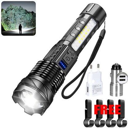 High Power Rechargeable LED Flashlight Tactical Zoom Torch