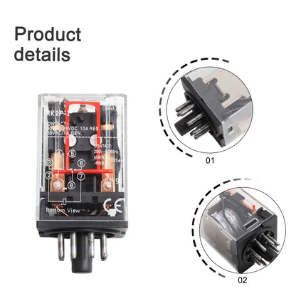 12V Relay Relay MK2P-I MK2P DC 12V 8 Pin 10A 250VAC 1pc Small Intermediate Relay High Temperature Resistance Tool Accessories