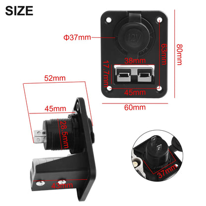 50A 600V Anderson Plug Connector Socket Charger Flush Mount Plate for Camping, Trailers, Caravans