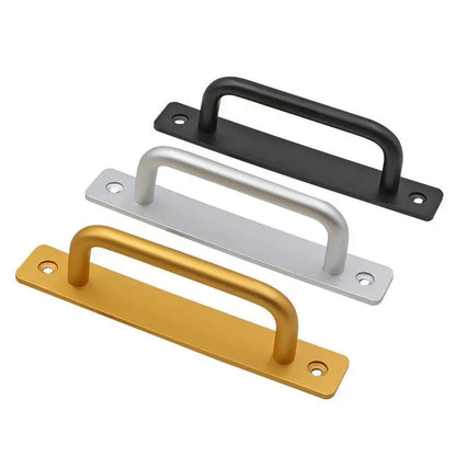 New Aluminium Alloy Punch-Free Furniture Cabinet Handle Sliding Door Pull and Flush Hardware Set for Wood Door Drawer