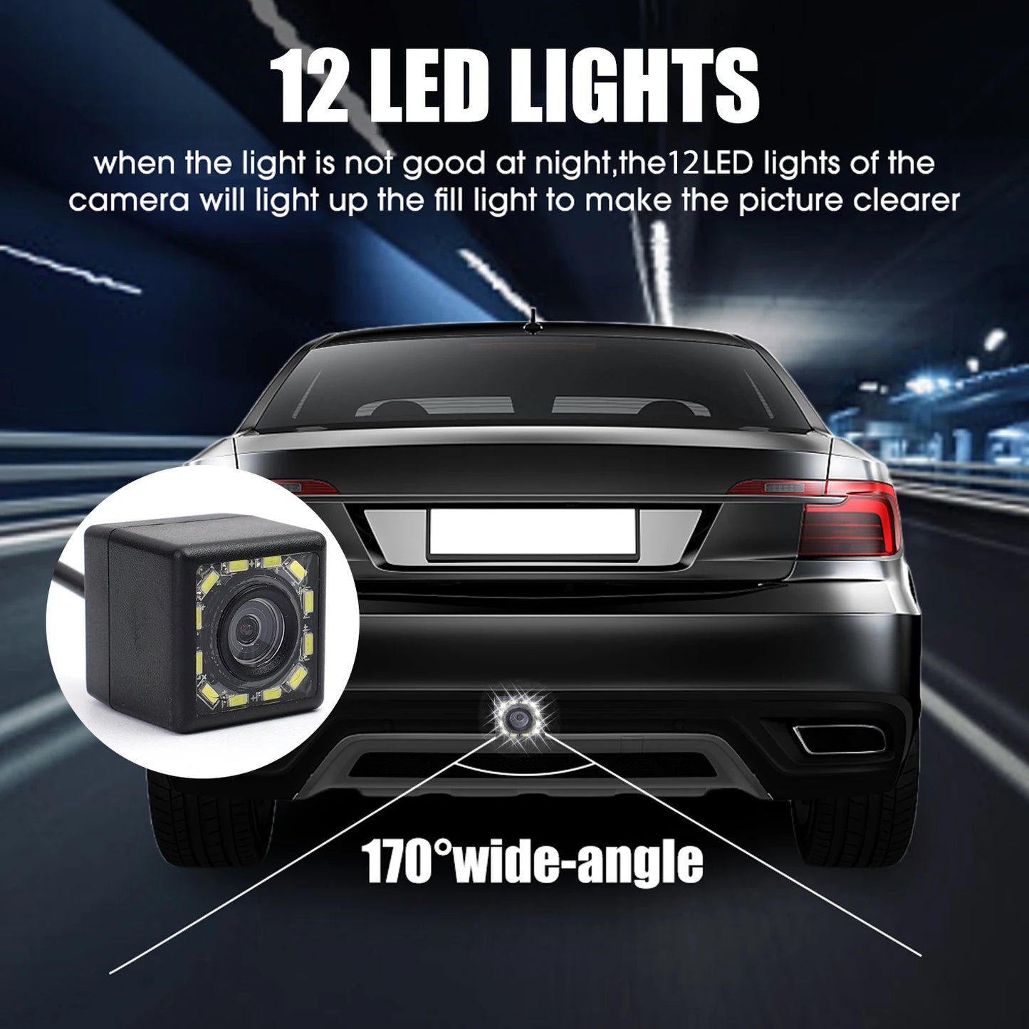 Waterproof 12 LED Rear View Camera HD Night Vision Backup Parking