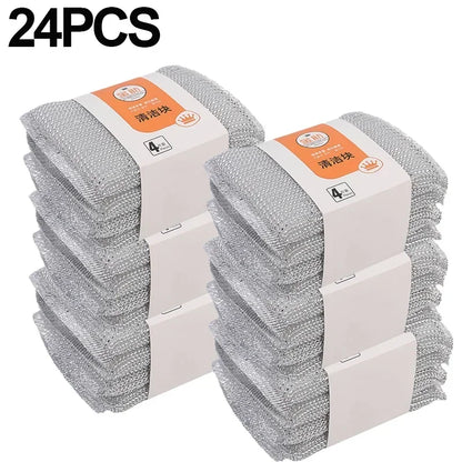Wholesale Steel Wire Dishwashing Sponge Double Sided Cleaning Sponge Non-stick Oil Kitchen Dishcloth Reusable home Cleaning Tool