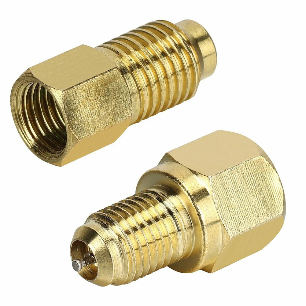 2pcs R12 To R134a R134a To R12 Adapter 1/4 Female Flare 1/2 Acme Male Valve Kits Brass Leak-proof Adapter