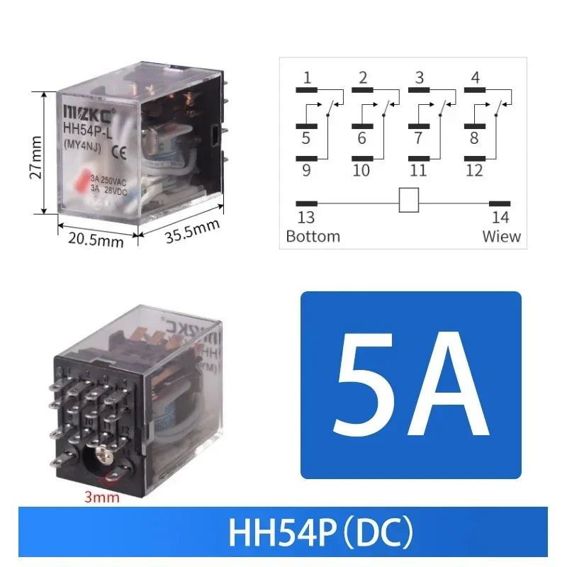 HH52P HH53P HH54P HH62P HH63P HH64P Miniature Control Relays Bulk Pack AC12V DC24V AC220V Small Intermediate Power Relay Module