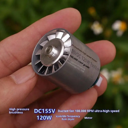 1Pcs High Voltage 100000rpm Ultra High Speed Brushless Motor Impeller Hair Dryer Parts DC155V 120W Micro Brushless Ducted Fan