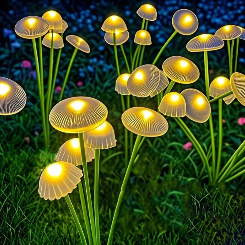 Solar Christmas Jellyfish Mushroom Lawn Lights Waterproof 6/8Heads Garden Decoration Atmosphere Lighting