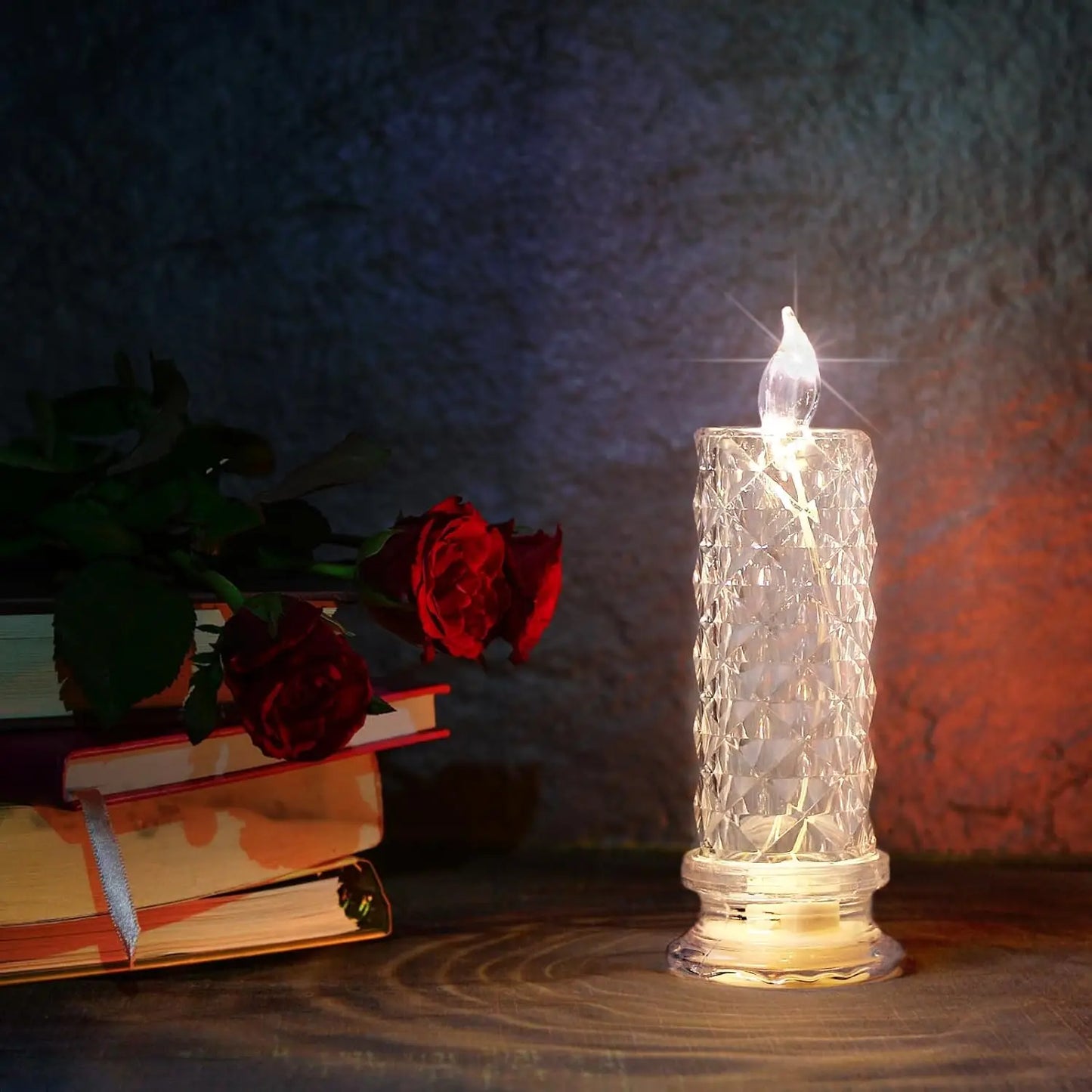 Crystal LED Flameless Candle Light Battery Night Lamp Wedding Decor