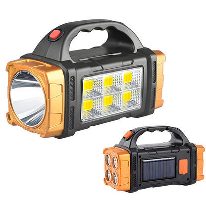 USB Rechargeable Solar LED Flashlight COB Work Light 4 Gear Camping Lamp