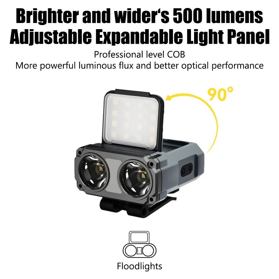 LED Sensor Headlight USB Rechargeable Portable Hat Clip Light Ultra Bright Outdoor Adventure Fishing Lighting Searchlight Torch