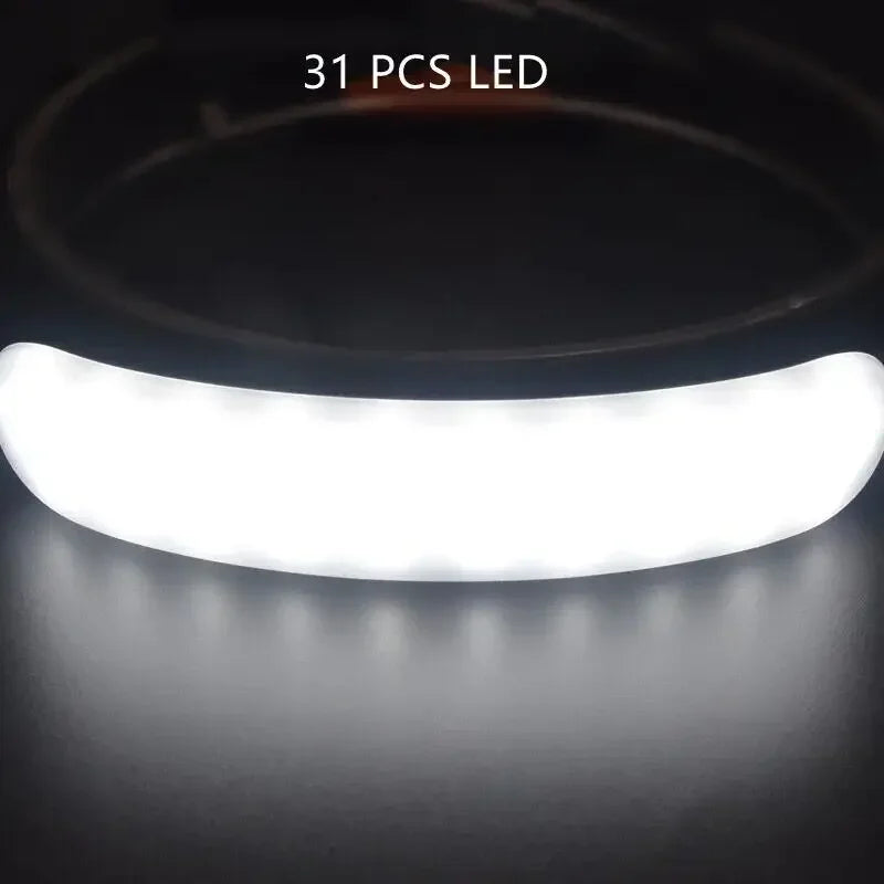5000mAh COB Headlamp 31LED USB Rechargeable Wide Angle Waterproof Headlight