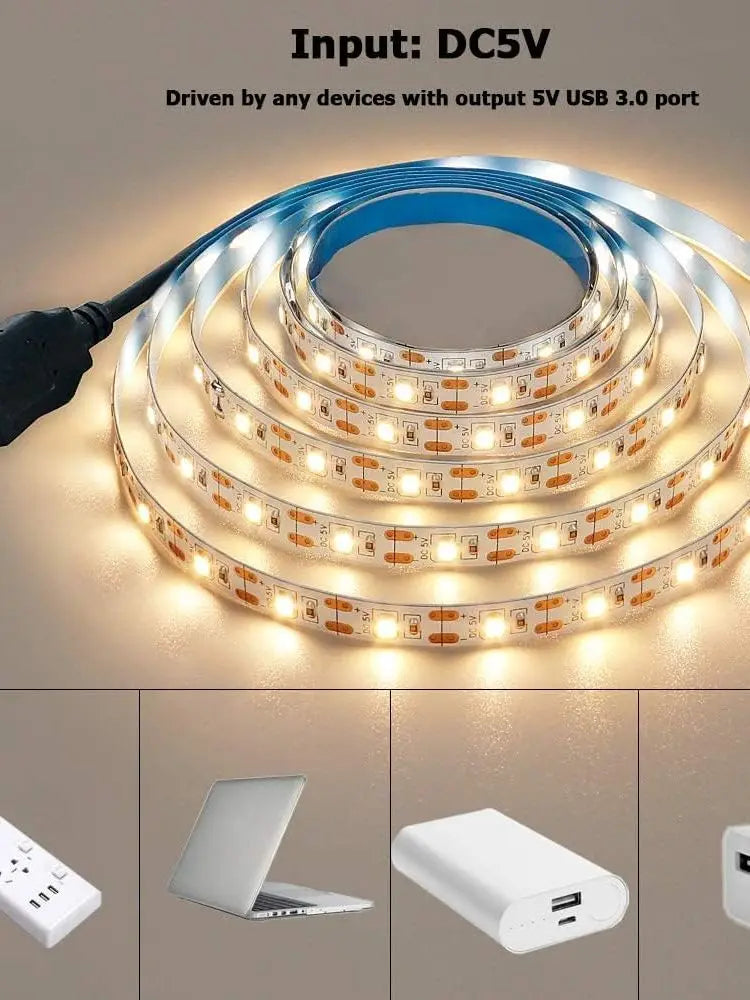 DC5V USB 2835 LED Strip Light White Warm White TV Background Lighting