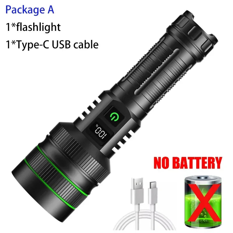 Powerful Super Long Range White Laser Flashlight 80W LED Zoomable Tactical Torch Outdoor High Power Camping Hunting Lantern