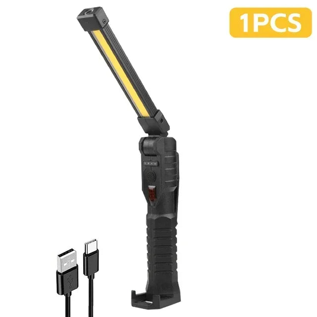 Powerful Fold Flashlight Type-c Rechargeable Lantern Built-in Battery Magnetic LED Work Lights for Camping Garage Emergency Lamp