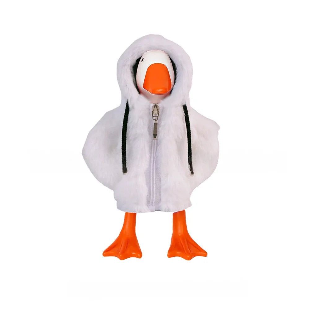 Zippered white outfit for 7 inch desktop goose soft fabric clothing for decorative home and office desktop use