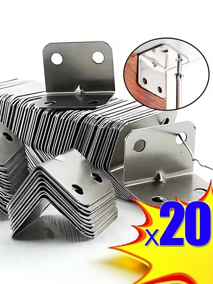 New 20pcs Angle Iron Board Table Chair Connector, 90-Degree Fixed Angle Plate Bracket for Shelf, Wardrobe, Cabin Accessories