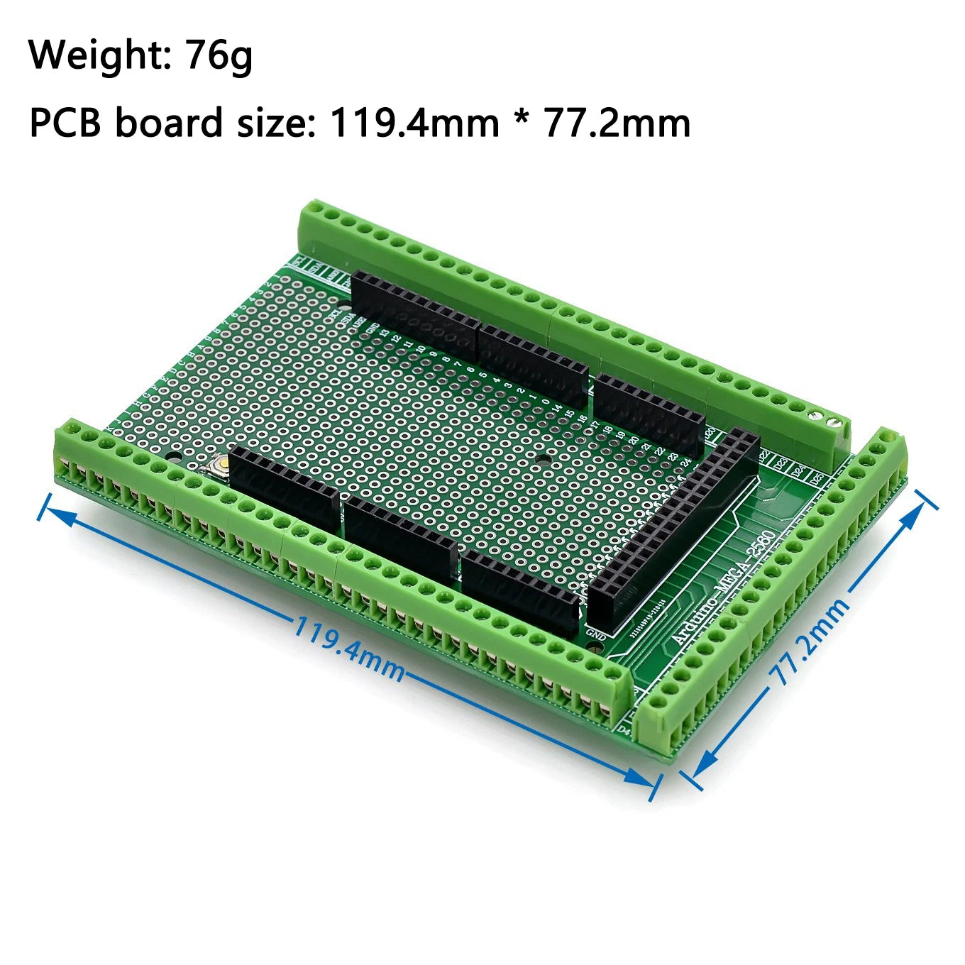 MEGA2560 Prototype Shield Board with Screw Terminal Block | Double-Sided PCB Expansion Kit Compatible with Arduino Mega 2560 R3