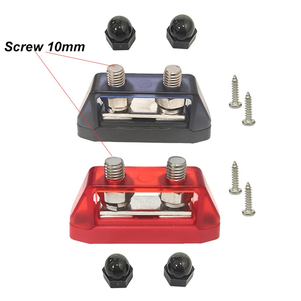 12V-48V Bus Bar M8 M10 DC Bus Bar Stainless Steel Studs Polycarbonate Plastic Cover Power Distribution For Yachts