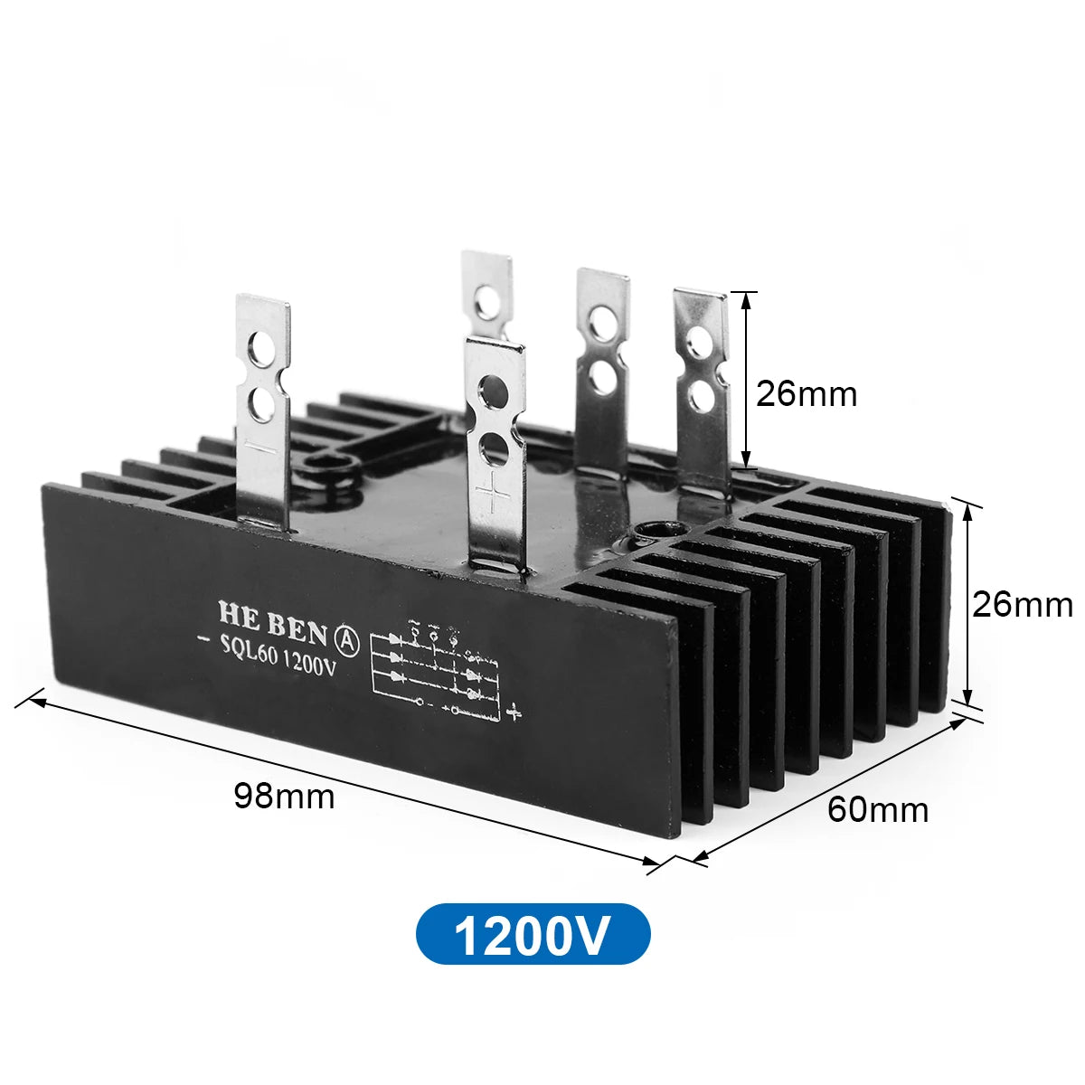 Three Phase PWM Rectifier SQL60A Bridge Diode 60A Aluminum Case for Industrial Power Supply