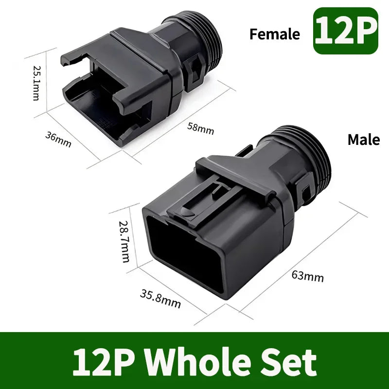 2-12P DT Connector Male Female Tail Clip Set 1011-235-0405 with Corrugated Pipe Harness Protective Sheath