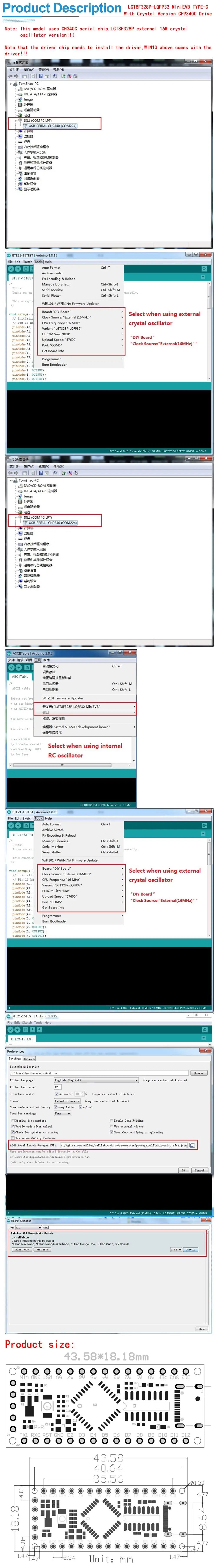 LGT8F328P MiniEVB Board Nano V3.0 Compatible with Arduino CH9340C HT42B534-1