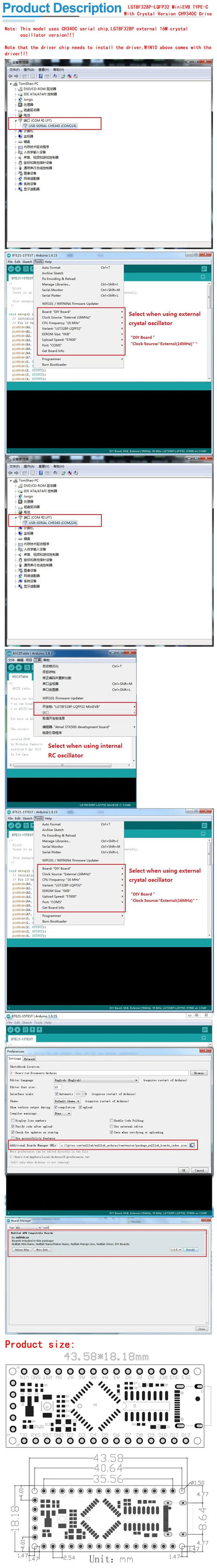 LGT8F328P MiniEVB Board Nano V3.0 Compatible with Arduino CH9340C HT42B534-1