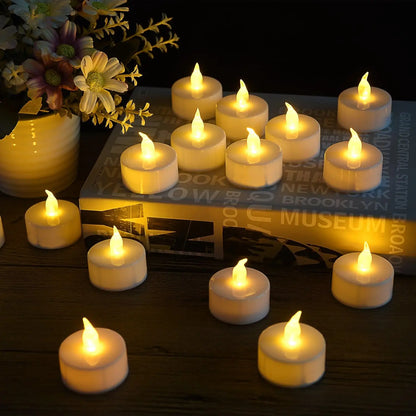 12 Pack Warm Yellow Flameless LED Tea Light Candles 200+ Hours Battery