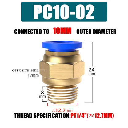 Pneumatic Fitting Air Connector PC 4mm 6mm 8mm 10mm 12mm Thread 1/8" 1/4" 3/8" 1/2" Hose Fittings Pipe Quick Connectors