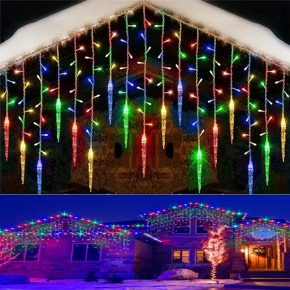2026 Christmas Decorations Winter LED Icicle Curtain Light Festoon Garlands 0.3/0.4/0.5M Street Droop for New Year