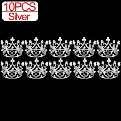 Wholesale Crown Cake Decoration Gold Silver Pearl Crown Topper Mini Princess Headwear Decoration Birthday Wedding Decor Supplies