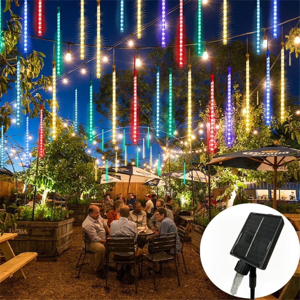 Solar Powered LED Meteor Shower Fairy Lights | 30M / 50M | 8 Tubes | Garden Outdoor Christmas Wedding Decoration