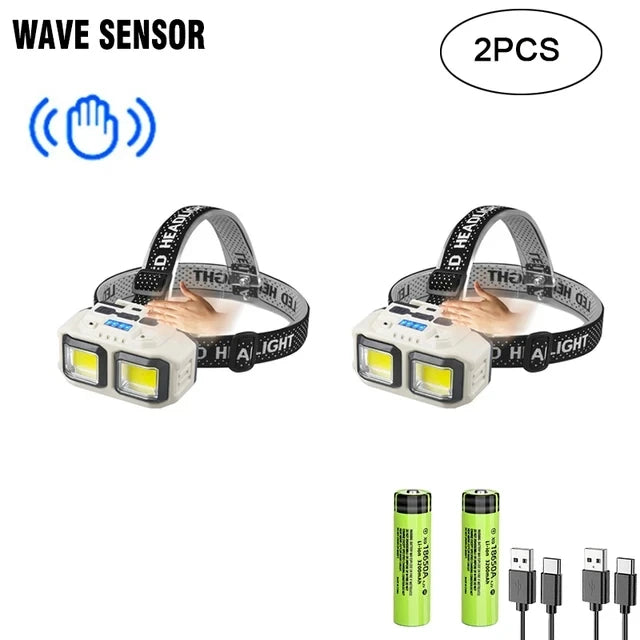 Powerful LED HeadlampTorch USB Rechargeable Flashlight Headlight Waterproof Head Light Camping Fishing Mining Light Lamp Torch