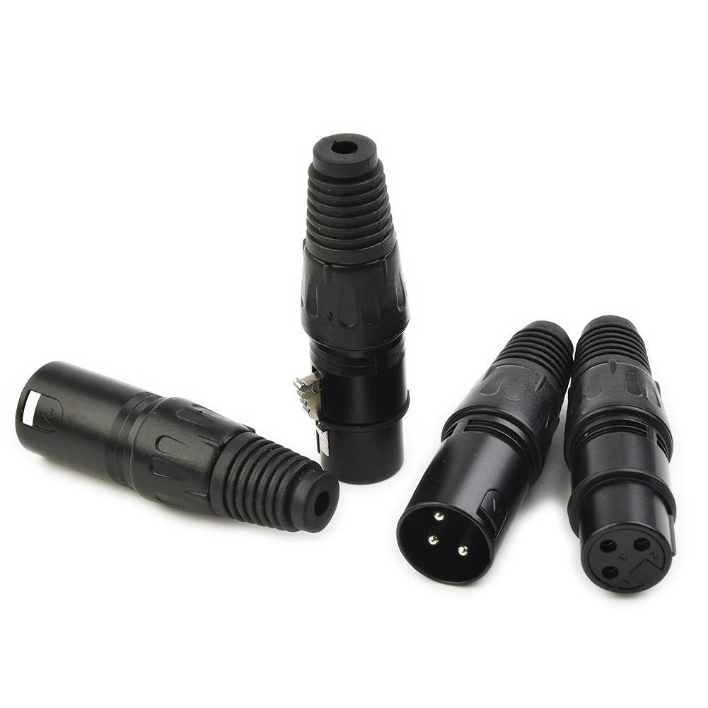 XLR DMX 3-Pin Male & Female MIC Snake Plug Audio Microphone Cable Connector, Signal Transmitter
