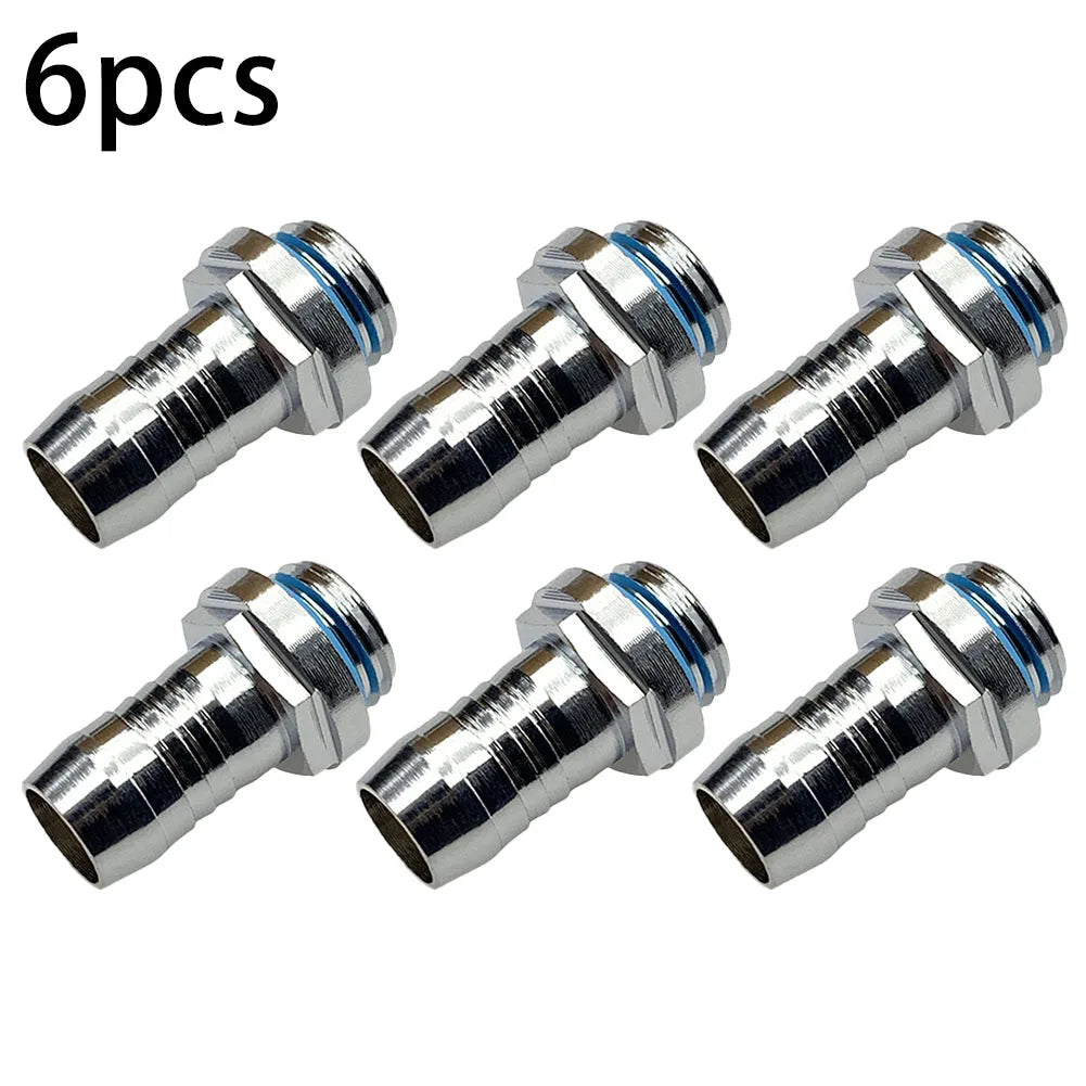 Water Cooling Barb Fitting 2-Touch G1/4 Thread Hose Pagoda Connector with Waterproof Sealing Ring, 4–14mm