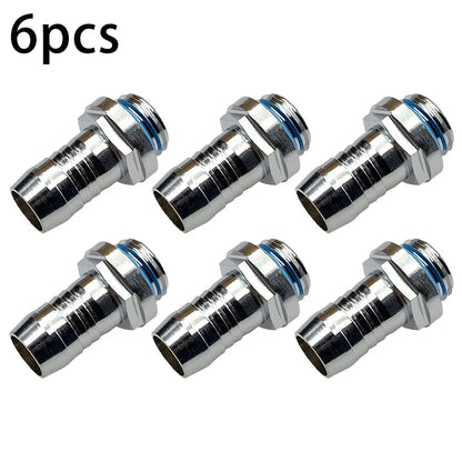 Water Cooling Barb Fitting 2-Touch G1/4 Thread Hose Pagoda Connector with Waterproof Sealing Ring, 4–14mm
