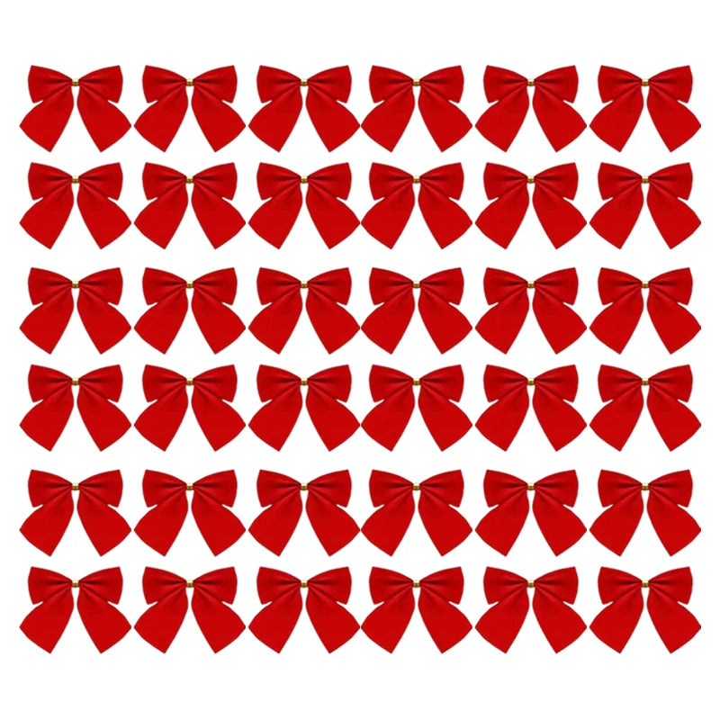 12/36pcs Christmas Bow Christmas Decorations For Home Gold Red Bowknot Xmas Tree Ornaments New Year 2024 Navidad Decor Supplies