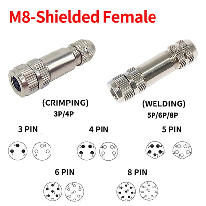M8 Waterproof Aviation Connector Set 3–8 Pin Male Female Plug Socket for Proximity Sensor Straight Right Angle Flange Mount