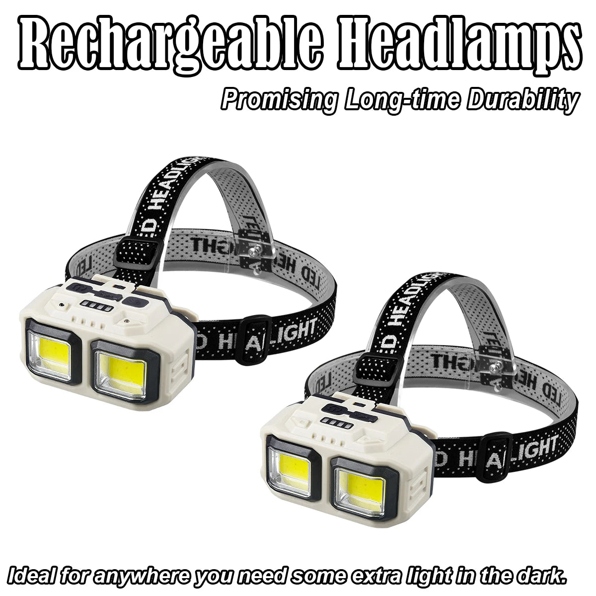 Powerful LED Headlamp COB Sensor Rechargeable Head Torch for Outdoor