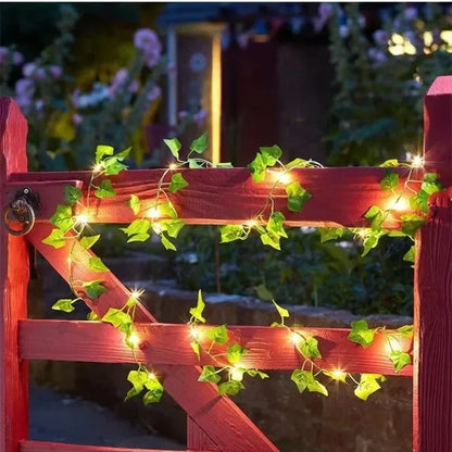 Christmas Battery Powered 2M-10M LED Ivy Fairy Lights Artificial Green Leaf String for Home Wedding Wreath Decor
