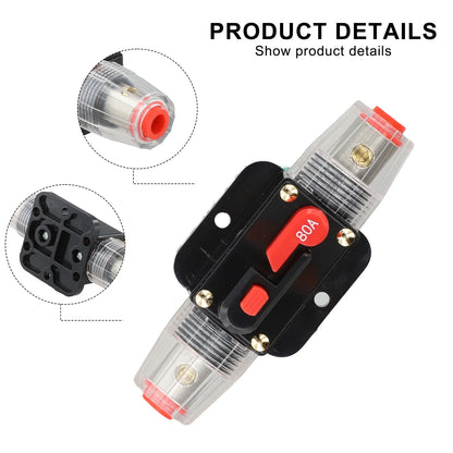 12V-24V DC Auto Inline Fuse Breaker Battery Safety Audio System Protection Overload Protection Device Temperature Resistance