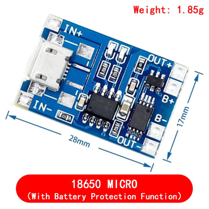 type-c/Micro USB 5V 1A 18650 TP4056 Lithium Battery Charger Module Charging Board With Protection Dual Functions 1A Li-ion