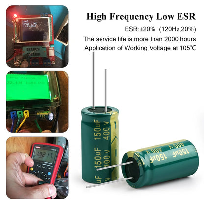 Aluminum Electrolytic Capacitor 6.3V-450V High Frequency Low ESR for Power Supply and DIY Circuits