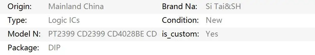 5PSC PT2399 CD2399 CD4028BE CD4043BE CD4046BE CD4050BE CD4053BE CD4054BE CD4503BE CD4504BE DIP-16 IC Assortment