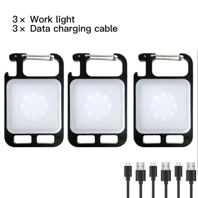 Mini Portable Multifunction Keychain Flashlight 4 Light Modes Built In Battery USB Rechargeable Strong Magnetic Work Light